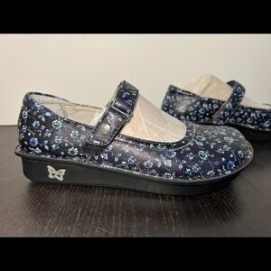 Alegria Belle Work Pretty Floral Mary Jane Shoes Black/Blue Woman EU 37/US 7-7.5